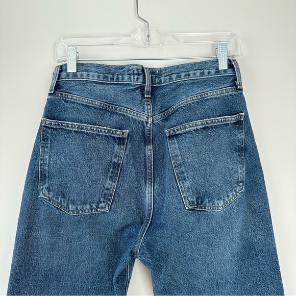 Agolde 90s Pinch Waist Jeans Range Women’s Size 27 Dark Denim Raw Hem Straight - Picture 7 of 16